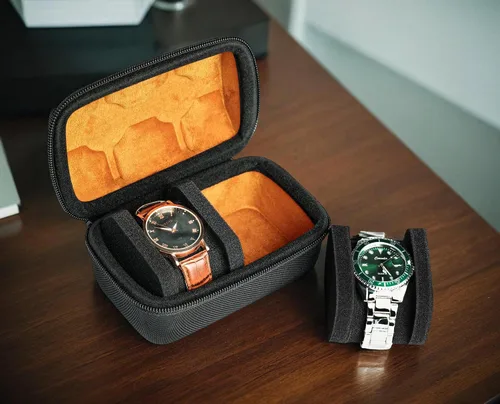Miniatura 5 de Estuche de viaje duro con 2 ranuras, caja de almacenamiento y caja organizadora para hombres y mujeres con almohada de reloj antimovimiento