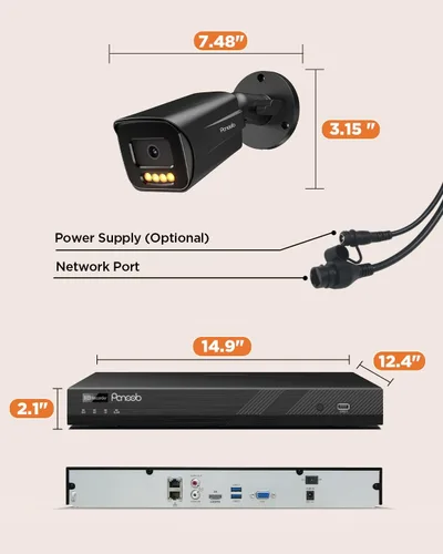 Miniatura 7 de Sistema de cámara de seguridad de 32 canales, 20 cámaras IP PoE de 5 MP, visión nocturna a color inteligente, conversación de audio de 2 vías