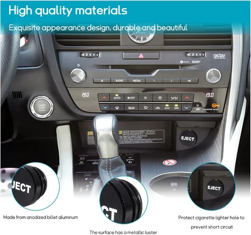 Miniatura 3 de Augeny Funda para Encendedor de Cigarrillos de Coche, Botón de Expulsión a Prueba de Polvo de Aluminio, Funda Universal para Encendedor