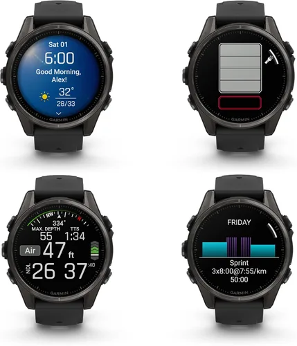 Miniatura 4 de Garmin Fenix 8 AMOLED Sapphire Premium Multisport GPS Smartwatch Gris Carbono DLC Titanio con Banda de Silicona Gris Negro Gris, Linterna LED
