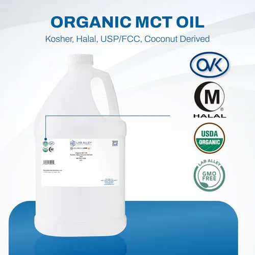 Miniatura 2 de Lab Alley Aceite MCT, coco orgánico USDA, certificado Kosher, Halal, sin OMG, 1 galón