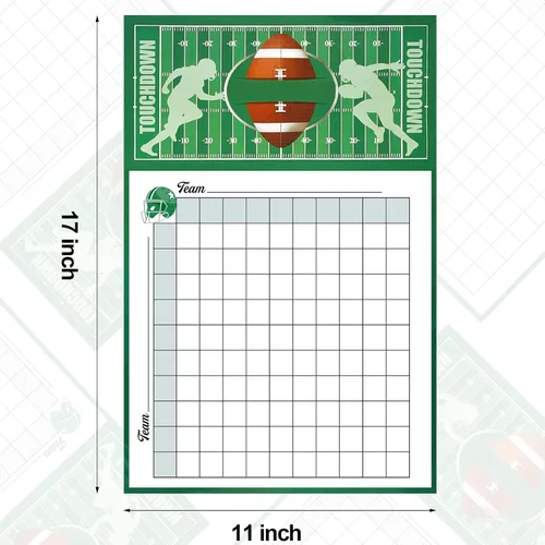 Miniatura 3 de Zonon 5 pósteres cuadrados de hoja de juego de fútbol, cuadrados de 100 cuadrículas, pósteres de récord de puntuación de fútbol, fiestas de fútbol