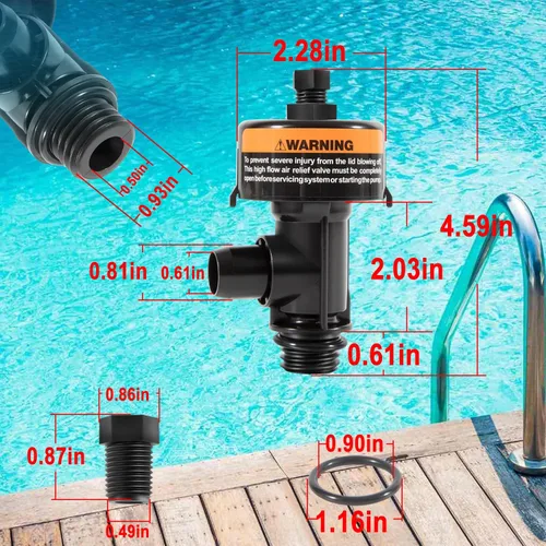 Miniatura 5 de 98209803 Válvula de alivio de aire manual de alto flujo, válvula de alivio de presión para filtros de piscina y spa CCP100, CCP320, CCP420, CCP520#