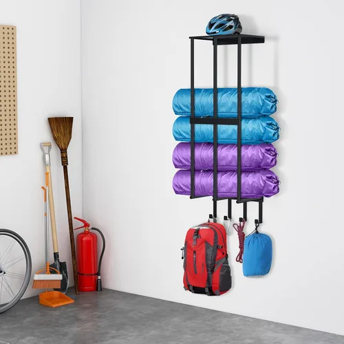 Miniatura 4 de Estante de almacenamiento para sillas de camping para la pared del garaje, estante de almacenamiento para sillas de camping de metal con soporte