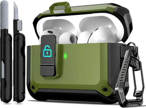 Miniatura 121 de R-fun - Funda para audífonos compatible con AirPods de 4.ª generación 2024, cubierta protectora de expulsión automática a prueba de caídas, puerto