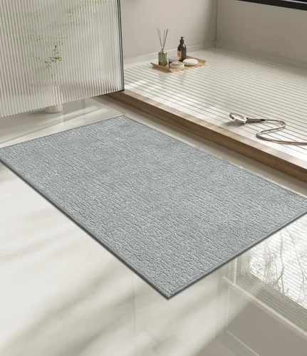 Miniatura 27 de Chakme Juego de 2 alfombras de baño ultrafinas, absorbentes, antideslizantes, lavables a máquina, color negro, 17 x 24 pulgadas / 17 x 30 pulgadas