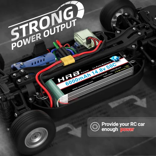 Miniatura 3 de HRB - Batería Lipo de 14.8 V 6000 mAh 4S 50C con enchufe XT60 compatible con avión RC, helicóptero RC, coche RC, camión RC, barco RC