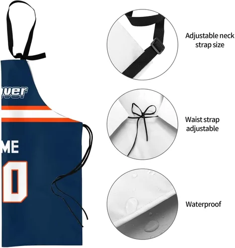 Miniatura 6 de Delantal personalizado para mujeres y hombres, delantal de cocina personalizado para cocinero, diseño de nombre y número