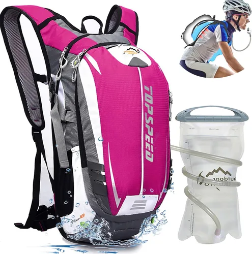 Miniatura 8 de INOXTO Mochila de hidratación, mochila de hidratación de 18 L, mochila de agua ligera con bolsa de agua de 2 litros, mochila para senderismo