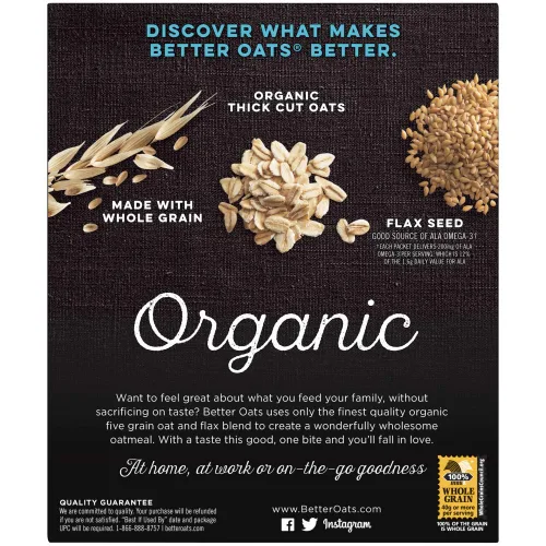 Miniatura 2 de Better Oats Bare Organic - Paquetes de cereales calientes multigrano, avena instantánea, textura gruesa y abundante, orgánico USDA, caja de 8 bolsas