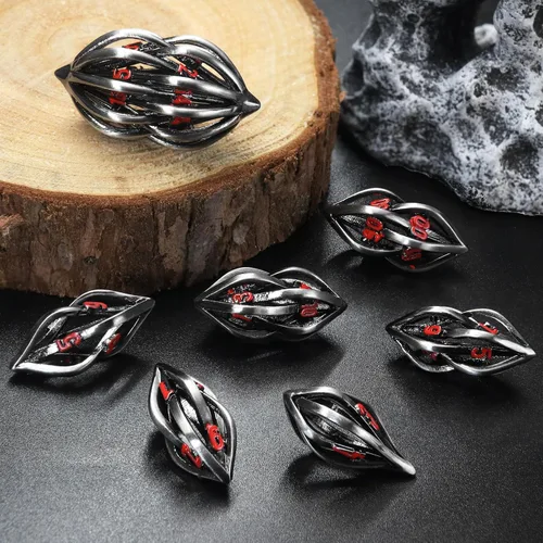 Miniatura 12 de Juego de dados de bala, dados de metal DND, dados de pistola ZHOORQI D6, regalos para D y D, juegos de rol (7 - plata de sangre)