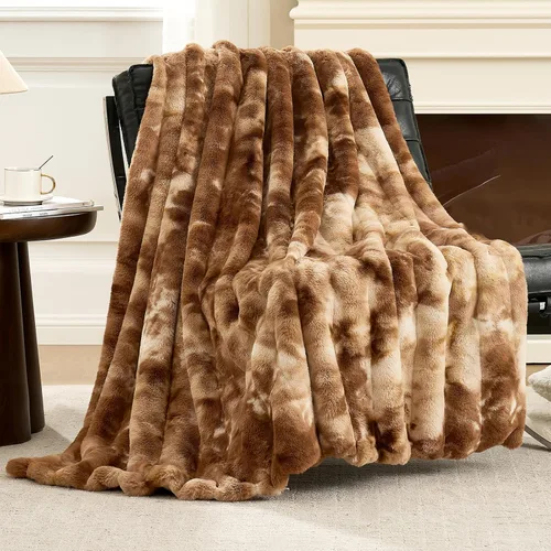 Miniatura 24 de Cozy Bliss - Manta decorativa de piel sintética, de jacquard, mullida, afelpada, suave, gruesa y de verano, para sofá, sala de estar y dormitorio