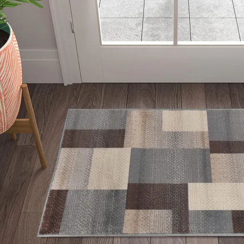 Miniatura 6 de Superior alfombra de área de la colección diseñador Clifton, 8 mm de altura de apilado, con respaldo de yute, diseño geométrico contemporáneo, Beige