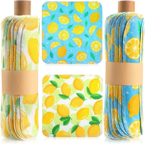 Miniatura 26 de Redbaker 50 piezas de toallas de papel reutilizables, paños de algodón reutilizables sin papel, toallas de papel absorbentes lavables para inodoro
