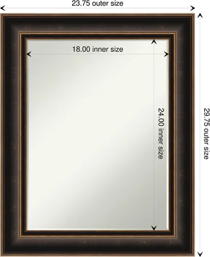 Miniatura 4 de Amanti Art Espejo de baño de bronce para sobre el fregadero, espejo rectangular de bronce aceitado de 30 x 24 pulgadas, marco de madera casual
