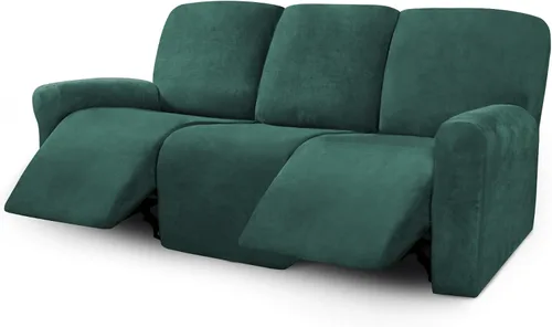 Miniatura 17 de ULTICOR Fundas de terciopelo para sofá reclinable de 8 piezas, fundas elásticas para sofá reclinable de 3 cojines, fundas para muebles, fundas