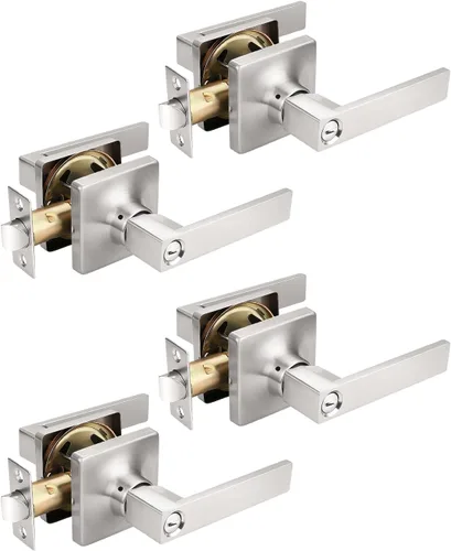 Miniatura 21 de Mengico Paquete de 1 manija de puerta de paso interior negro mate, mango resistente sin bloqueo para puertas de armario y pasillo, reversible