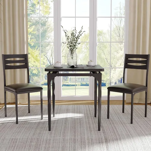 Miniatura 5 de IDEALHOUSE Juego de mesa de comedor de 3 piezas, juego de 2 mesas de comedor y sillas con patas en espiral, juego de comedor para 2, adecuado