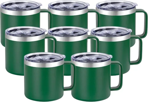 Miniatura 19 de VEGOND Taza de café aislada de 14 onzas con asa, taza de café de viaje de acero inoxidable con tapa, taza de café de metal al vacío de doble pared