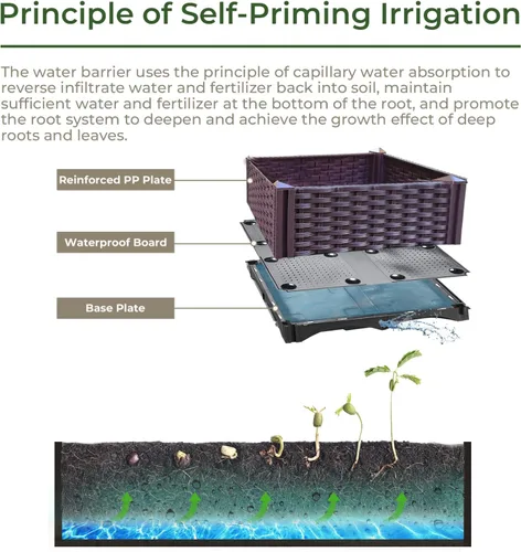 Miniatura 3 de Doppy Cama de jardín elevada de plástico, macetas profundas con ruedas, macetas móviles para plantas de interior y exterior, cajas de jardín