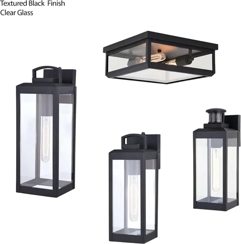 Miniatura 9 de VAXCEL Kinzie - Lámpara de porche para exteriores, 5 pulgadas de ancho x 14.25 pulgadas de alto, linterna negra para exteriores, moderna lámpara