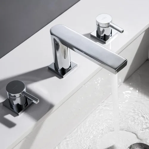 Miniatura 8 de Grifos de latón de lujo para fregadero de baño de 3 agujeros, 2 manijas, 8 pulgadas y montaje de drenaje desplegable de acero inoxidable, cromado
