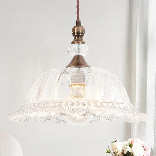 Lámparas colgantes vintage para isla de cocina, latón dorado de 10.6 pulgadas, luces colgantes pequeñas de cristal, luz colgante ajustable para