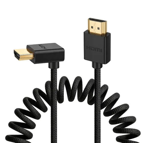 8K HDMI to Down HDMI High Speed Black Coiled Braided Cable for Sony A7S3 FX3 FX9 Canon C70 Z CAM E2 Camera Atomos Ninja V Shinobi SmallHD Portkeys