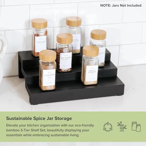 Miniatura 4 de KitchenEdge Organizador de especias expandible para gabinete, estante de 3 niveles para organización de especias (11 a 22 pulgadas), se adapta a 36