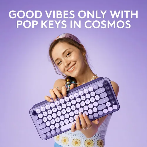 Miniatura 2 de Logitech POP Keys - Teclado mecánico inalámbrico con teclas Emoji personalizables, diseño compacto duradero, conectividad Bluetooth o USB, Cosmos