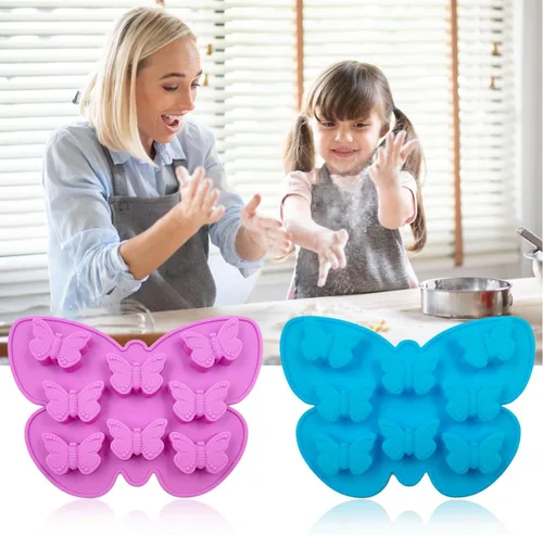Miniatura 8 de YuCool - 3 moldes de silicona con forma de mariposa para chocolate, antiadherentes Color:Pink,Blue,Purple,food grade silicone,suitable for ovens