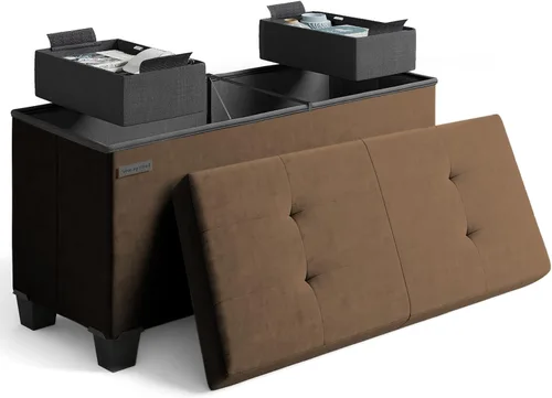 Miniatura 94 de Cubo otomano de almacenamiento con cubo pequeño, otomana cuadrada de 15 pulgadas con almacenamiento para sala de estar y dormitorio, reposapiés