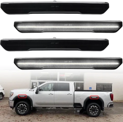 4 luces LED de color blanco completo para GMC Sierra 2500HD 3500HD 3500HD 2020 2021 2022 Luz indicadora de giro de guardabarros, reemplazo de la