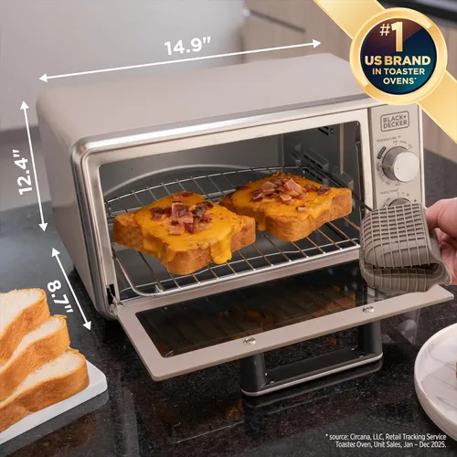 Miniatura 8 de BLACK+DECKER Crisp N Bake™ PRO - Horno tostador digital de 4 rebanadas, 5 funciones de cocción, horno de encimera de convección, se adapta a pizza