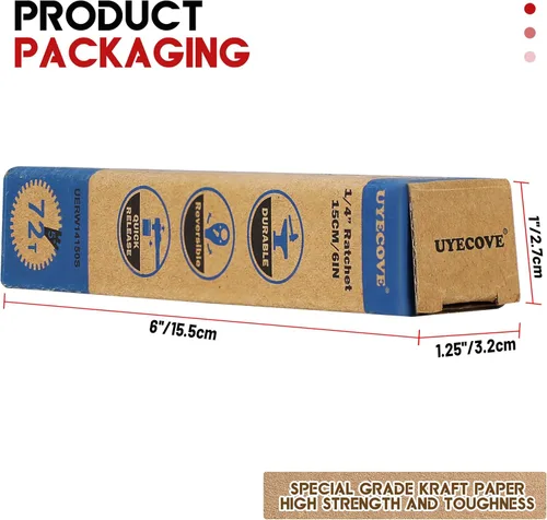 Miniatura 5 de Llave de trinquete de 1/4 pulgadas, trinquete de 1/4, llave de enchufe, cabeza Cr-Mo reversible de liberación rápida de 72 dientes, fabricada