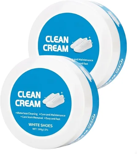 Crema limpiadora de zapatos blanca, multiusos, sólida, sin lavado, viene con esponja limpiadora de crema blanca