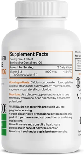 Miniatura 2 de Bronson Vitamina B12 1000 mcg de liberación sostenida tabletas premium sin OMG que apoyan el sistema nervioso, la función cerebral saludable