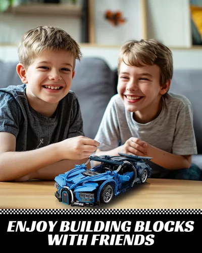 Miniatura 6 de Nueris 1:18 Technic Super Sports Cars Model Sets - 423 PCS Bloques de Construcción de Automóvil MOC Azul Juguetes de Ingeniería de Carreras - Idea
