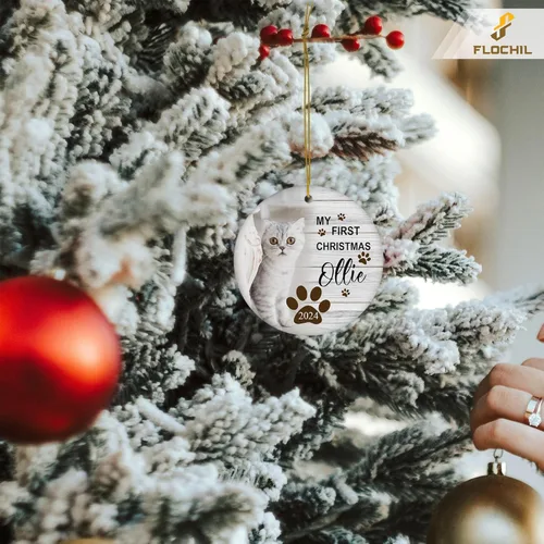 Miniatura 4 de FLOCHIL Adornos de Navidad Personalizados para Gatos Adornos de Navidad Personalizados con Foto y Nombre para Árboles de Navidad, Adornos de Navidad