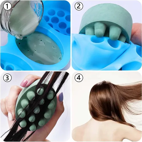 Miniatura 6 de 2 moldes de silicona Emfure Massage para jabones, 4.5 onzas, moldes únicos de barra de jabón para el cabello en casa (azul y rosa)