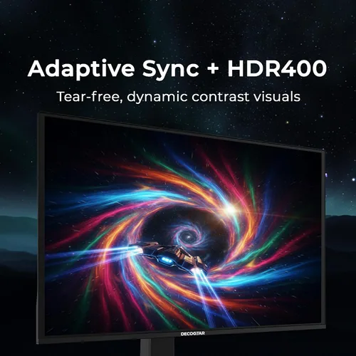 Miniatura 7 de Deco Gear Monitor para juegos OLED 27 QHD Respuesta de 280Hz 0.03ms, HDR400, sincronización adaptativa, 99% sRGB, contraste 1.5M:1, diseño sin
