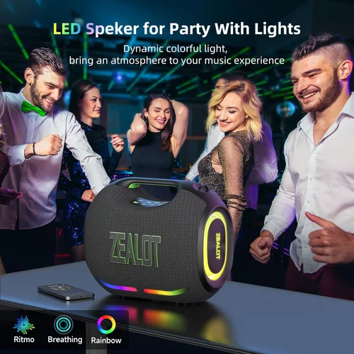 Miniatura 7 de ZEALOT ZE01 - Bocina portátil Bluetooth, 120W de potente sonido estéreo con graves profundos, inalámbrica, gran bocina para fiesta, compatible