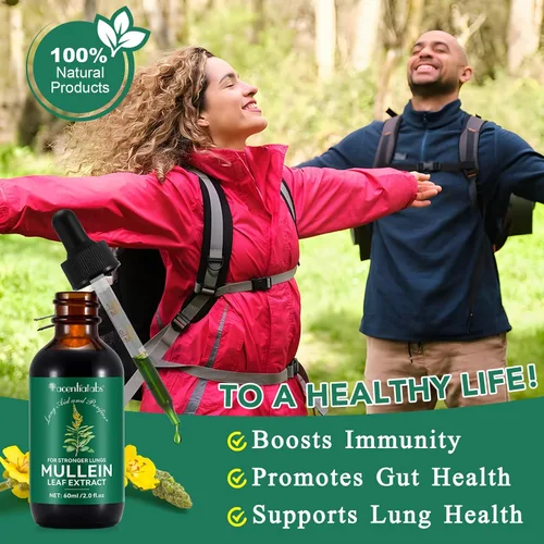 Miniatura 6 de Gotas de gordolobo para pulmones, extracto natural de hoja de gordolobo, gotas de gordolobo y clorofila para los pulmones, suplemento de apoyo
