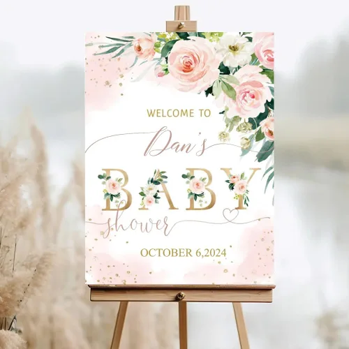 Miniatura 26 de Letrero de bienvenida personalizado para baby shower, letrero de bienvenida para baby shower con osito de peluche, póster personalizado de osito