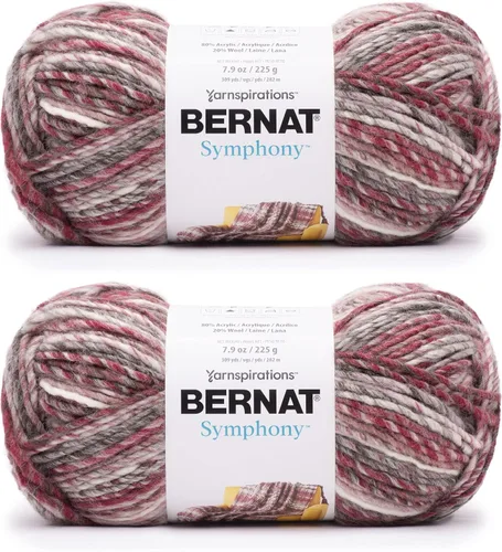 Miniatura 7 de Bernat Symphony - Ovillo de concha marina, paquete de 2 unidades de 8 onzas, mezcla de lana, 5 voluminosos, 309 yardas, tejido/ganchillo Conchas