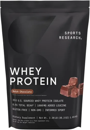 Sports Research Proteína aislada de suero – Proteína en polvo de nutrición deportiva 0.88 oz por porción – Bolsa de 2.27 libras de proteína de suero