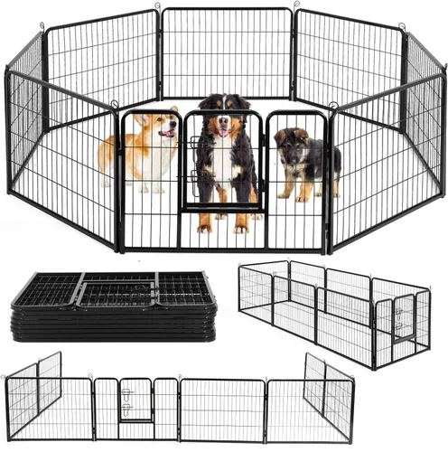 Miniatura 12 de BestPet Extensión de corral para perros 32 pulgadas, 2 paneles Corral resistente para mascotas con ejercicio de metal Paneles de cerca