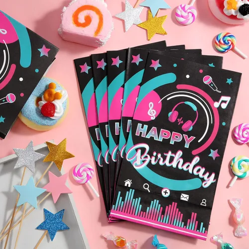 Miniatura 4 de Sumind 24 bolsas de regalo de fiesta Kpop para niñas, bolsa de regalos de cumpleaños con música, bolsas de dulces de estrella de rock disco