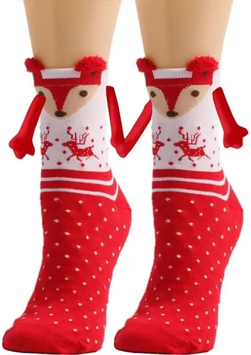 Miniatura 6 de Anager 5 pares de calcetines de Navidad de la mano tomados de la mano pareja magnética mano media tubo calcetines divertidos regalos de Navidad