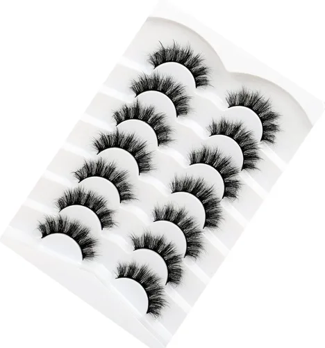 Miniatura 50 de Pooplunch - Pestañas postizas finas de visón sintético, estilo ojo de gato, naturales, cruzadas, tipo racimo, efecto 8D de volumen, tiras